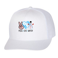 Peace Love Winter Holidays Season Christmas Snowman T Shirt Trucker Cap | Artistshot