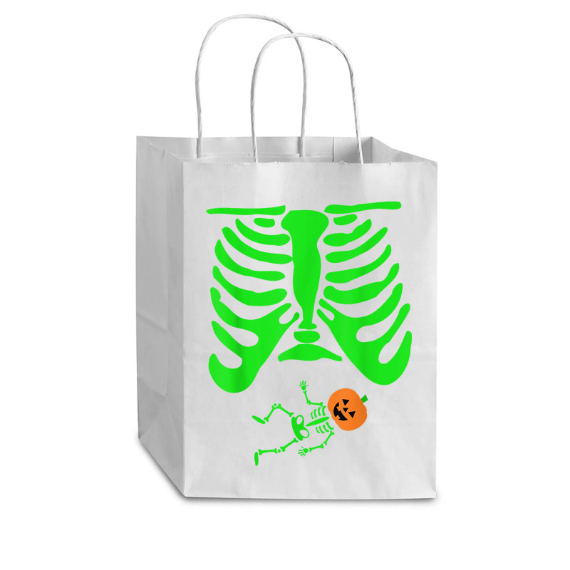 Halloween Green Skeleton X Ray Pregnant Jack O Lantern Cub Paper Bag - 8 X 4 1/2 X 10 1/4 | Artistshot