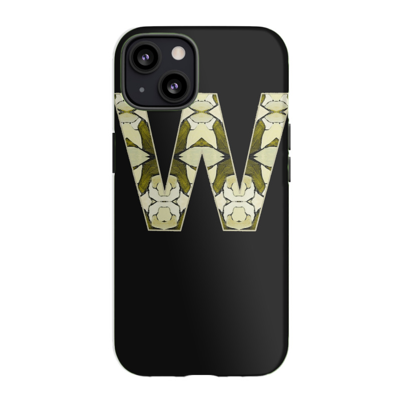 Letter W T  Shirt Letter W Monogram Olive Green Abstract Pattern Paint Iphone 13 Case | Artistshot