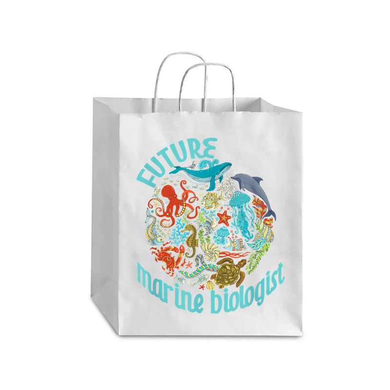 Future Marine Biologist Ocean Life Drawing Whale Octopus Debie Paper Bag - 10 X 5 X 13 | Artistshot