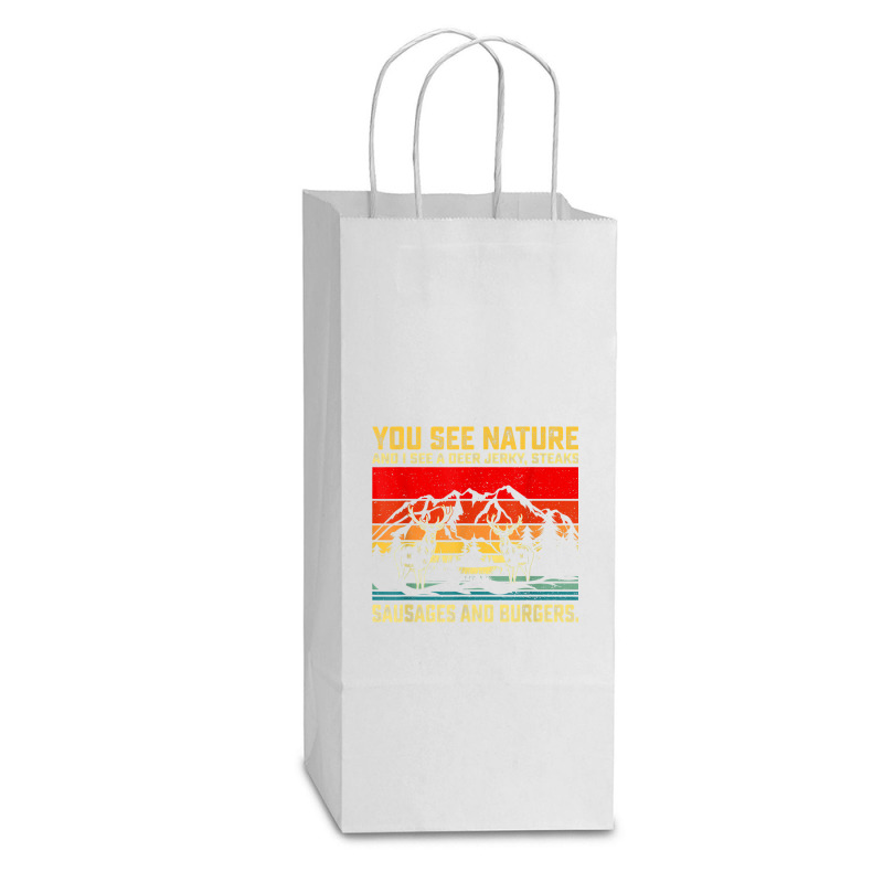 You See Nature And I See A Deer Jerky Funny Hunting Double Wine Paper Bag - 6 1/2 X 3 1/2 X 12 3/8 | Artistshot