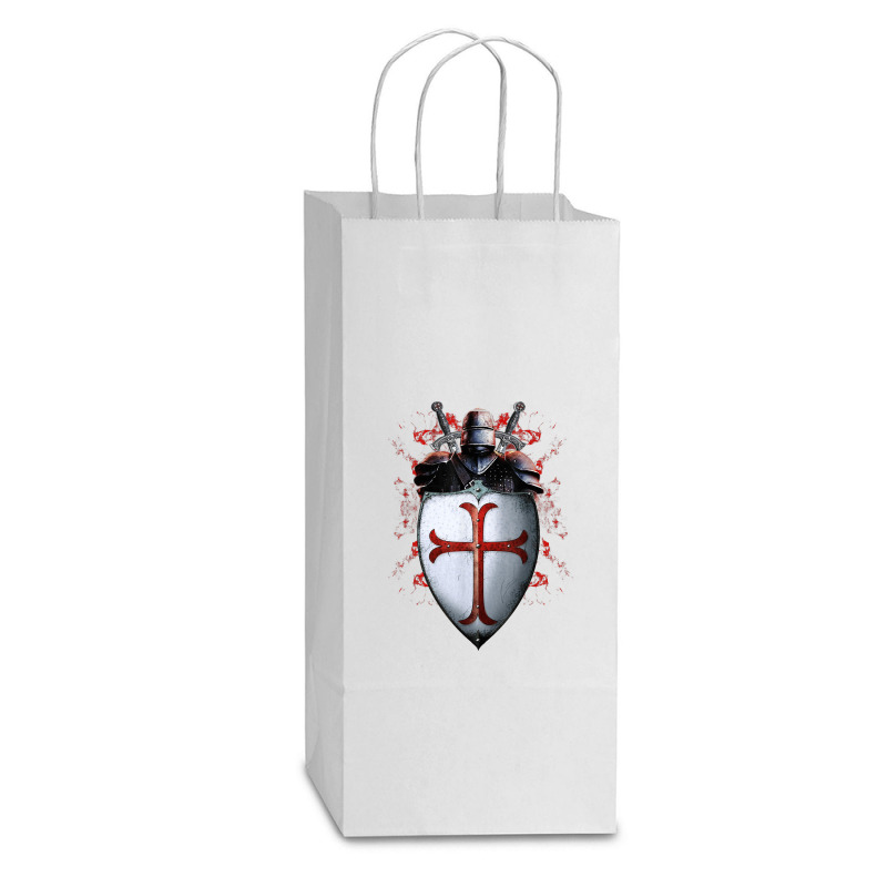 Knights Templar Flag Helmet Cross Sword Gift Double Wine Paper Bag - 6 1/2 X 3 1/2 X 12 3/8 | Artistshot