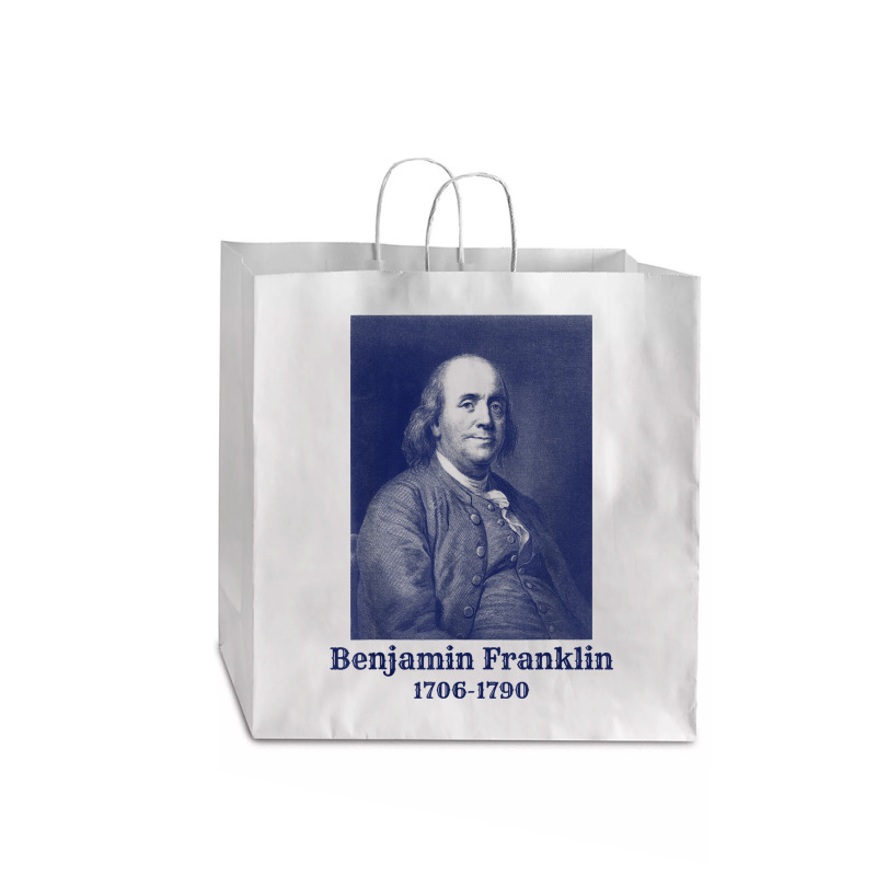 Ben Franklin T Shirt. Vintage Founding Father Tee Jumbo Paper Bag - 18 X 7 X 18 3/4 | Artistshot