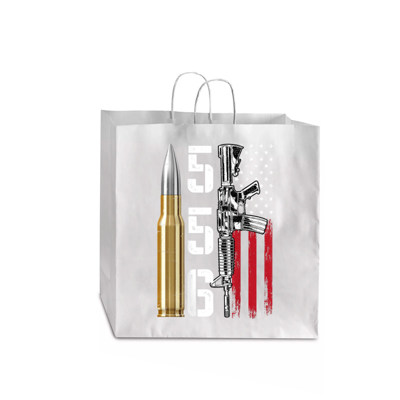 Ar-15 American Flag, Ar15 Rifle Sling Gift Gun Owner Back Jumbo Paper Bag - 18 x 7 x 18 3/4 by rayhenault | Artistshot