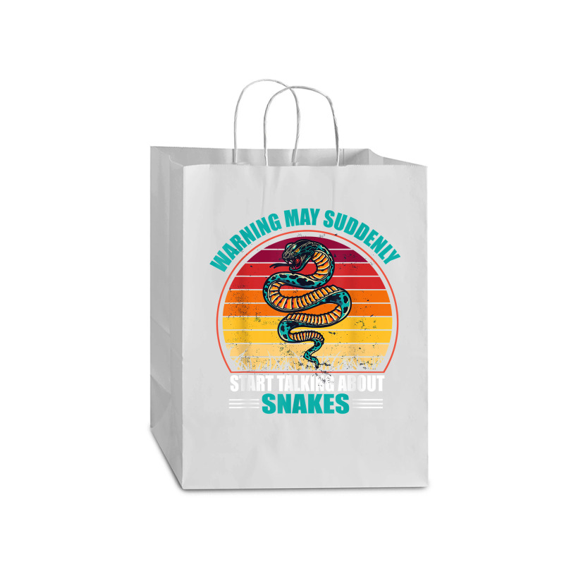 Warning May Suddenly Start Talking About Snakes Retro Snake Mart Paper Bag -13 X 7 X 17 | Artistshot