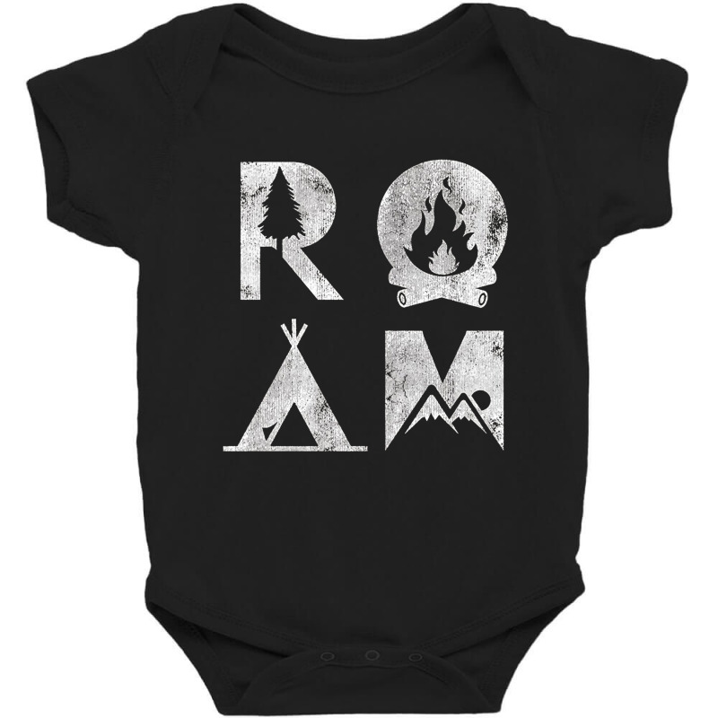 Roam Text Stack Explore Nature Camping Vintage Baby Bodysuit by hoainv | Artistshot