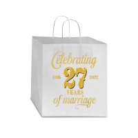 Celebrating 27 Years Of Marriage 27th Wedding Anniversary T Shirt Star Paper Bag - 13 X 7 X 13 | Artistshot