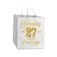 Celebrating 27 Years Of Marriage 27th Wedding Anniversary T Shirt Take Out Paper Bag - 14 X 10 X 15 1/2 | Artistshot