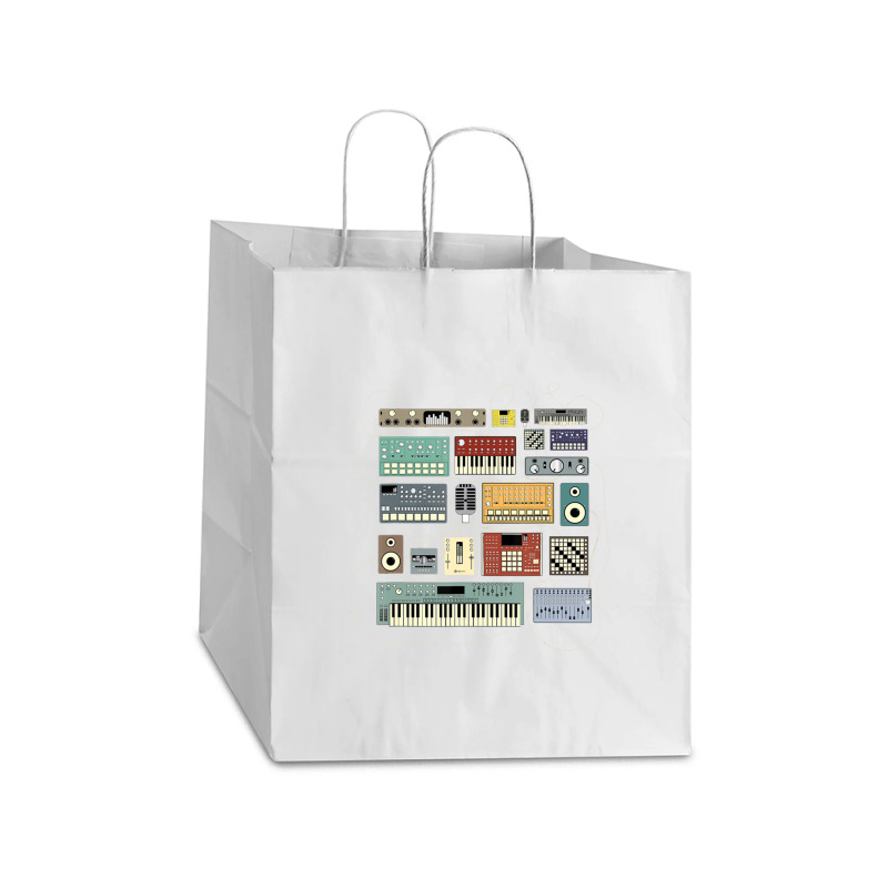 Electronic Musician Synthesizers And Drum Machine Dj 1.png Take Out Paper Bag - 14 X 10 X 15 1/2 | Artistshot