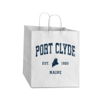 Port Clyde Maine Me Vintage Athletic Navy Sports Design Take Out Paper Bag - 14 X 10 X 15 1/2 | Artistshot