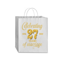 Celebrating 27 Years Of Marriage 27th Wedding Anniversary T Shirt Traveler Paper Bag -13 X 6 X 15 3/4 | Artistshot