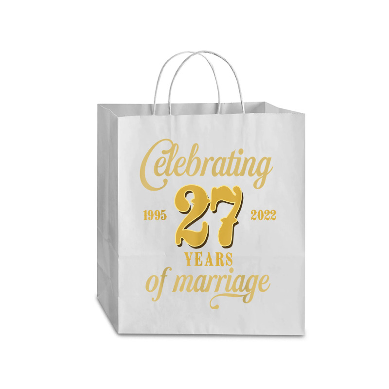 Celebrating 27 Years Of Marriage 27th Wedding Anniversary T Shirt Traveler Paper Bag -13 x 6 x 15 3/4 by cm-arts | Artistshot