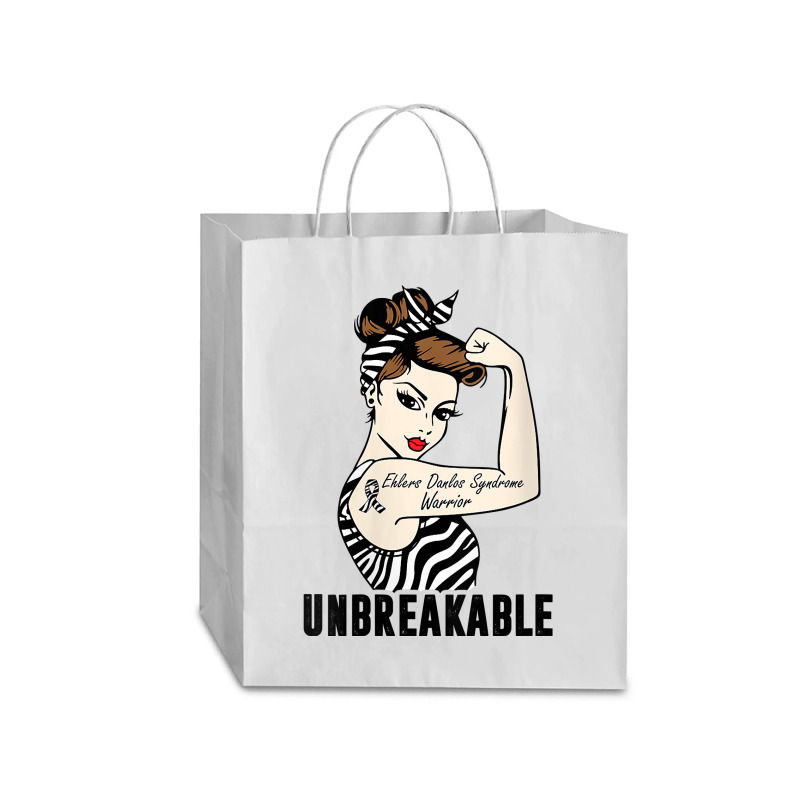 Womens Ehlers Danlos Syndrome Warrior Unbreakable Strong Woman V Neck Traveler Paper Bag -13 X 6 X 15 3/4 | Artistshot