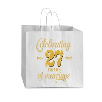 Celebrating 27 Years Of Marriage 27th Wedding Anniversary T Shirt Vogue Paper Bag - 16 X 6 X 12 | Artistshot