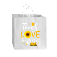 Teacher T  Shirt Teach Love And Inspire Shirt   Teacher Sunflower T  S Vogue Paper Bag - 16 X 6 X 12 | Artistshot