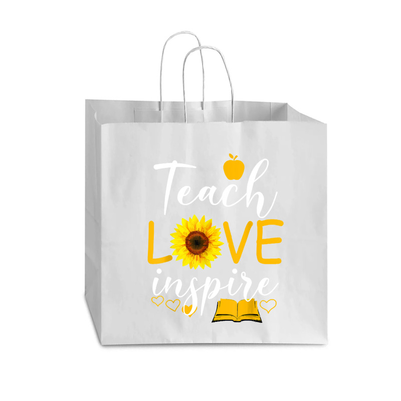 Teacher T  Shirt Teach Love And Inspire Shirt   Teacher Sunflower T  S Vogue Paper Bag - 16 X 6 X 12 | Artistshot