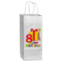 Kids 8 Years Old 8th Birthday Construction Worker Boy Children's Birth Wine Paper Bag - 5 1/2 X 3 1/4 X 13 | Artistshot