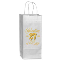 Celebrating 27 Years Of Marriage 27th Wedding Anniversary T Shirt Wine Paper Bag - 5 1/2 X 3 1/4 X 13 | Artistshot