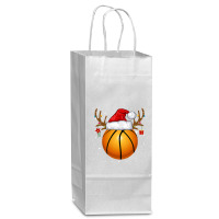 Funny Basketball Reindeer Santa Hat Christmas Holiday Gifts Wine Paper Bag - 5 1/2 X 3 1/4 X 13 | Artistshot