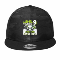 Nine 9yr Bday Son Boy Funny Gamer 9th 9 Years Old Birthday Camo Snapback | Artistshot