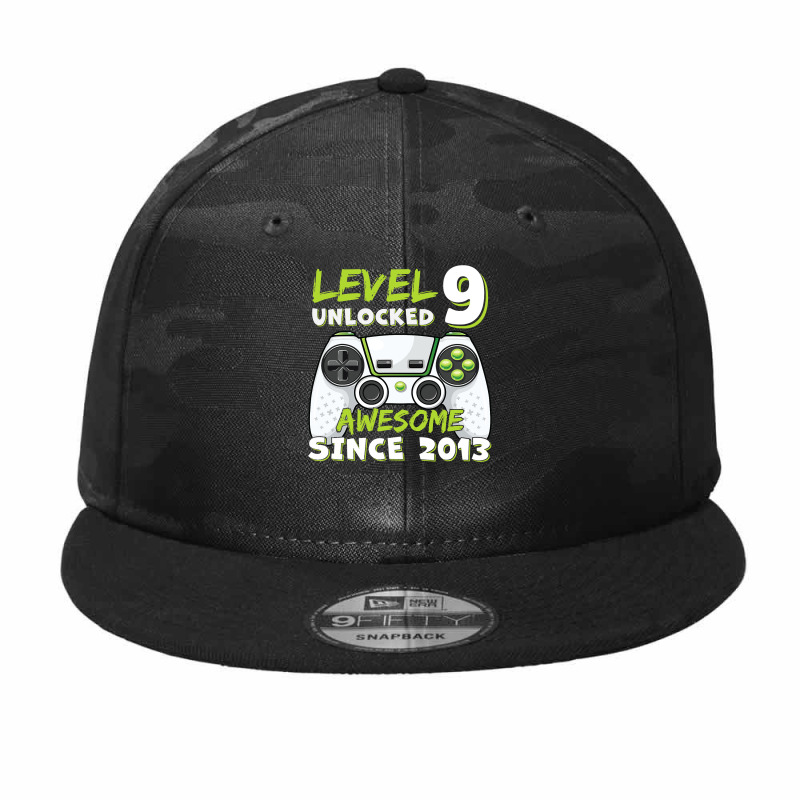 Nine 9yr Bday Son Boy Funny Gamer 9th 9 Years Old Birthday Camo Snapback by CUSER3146 | Artistshot