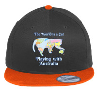 Funny World Is A Cat Playing Map T Shirt Flat Bill Snapback Cap | Artistshot