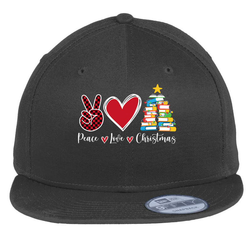 Peace Love Christmas Tshirt   Funny Christmas Tree Book Tree T Shirt Flat Bill Snapback Cap by Maria_Jezierski | Artistshot