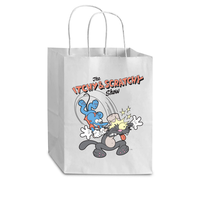 Us The Simpsons Itchy & Scratchy Hammer 01 Heather Grey H Pullover Hoo Cub Paper Bag - 8 X 4 1/2 X 10 1/4 | Artistshot