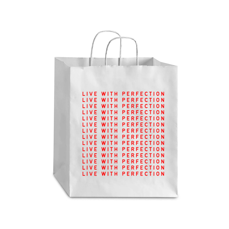 Live With Perfection Red Pattern Aesthetic Debie Paper Bag - 10 X 5 X 13 | Artistshot