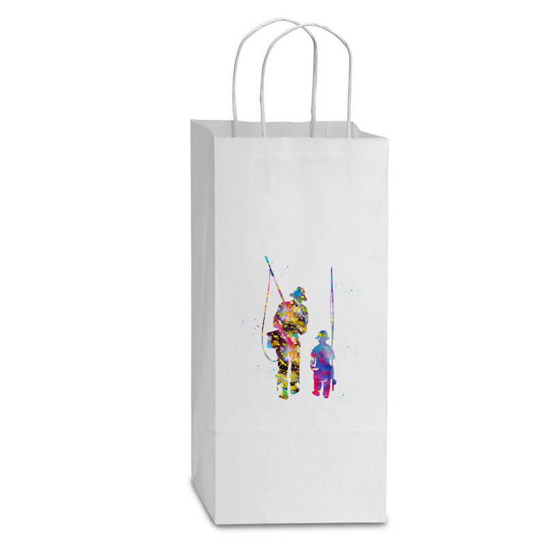 Father And Son Fishing, Father And Son Fishing Vintage, Father And Son Double Wine Paper Bag - 6 1/2 X 3 1/2 X 12 3/8 | Artistshot