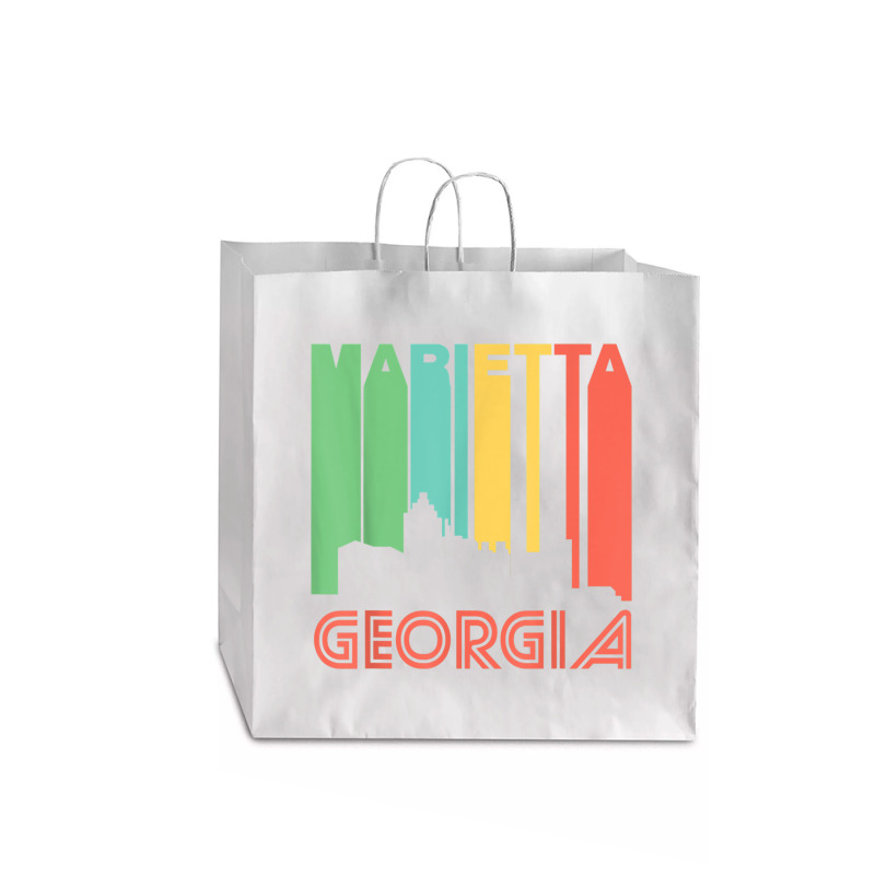 Retro 1970's Style Marietta Georgia Skyline T Shirt Jumbo Paper Bag - 18 X 7 X 18 3/4 | Artistshot