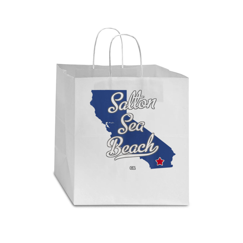 Salton Sea Beach California Ca Map T Shirt Star Paper Bag - 13 X 7 X 13 | Artistshot