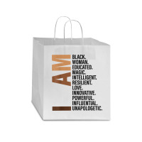 I Am Black Woman Drippin Melanin Black History Month Gift Funny Men Star Paper Bag - 13 X 7 X 13 | Artistshot