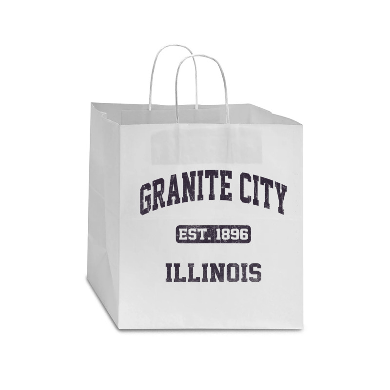 Granite City Illinois Il Vintage State Athletic Style Star Paper Bag - 13 X 7 X 13 | Artistshot