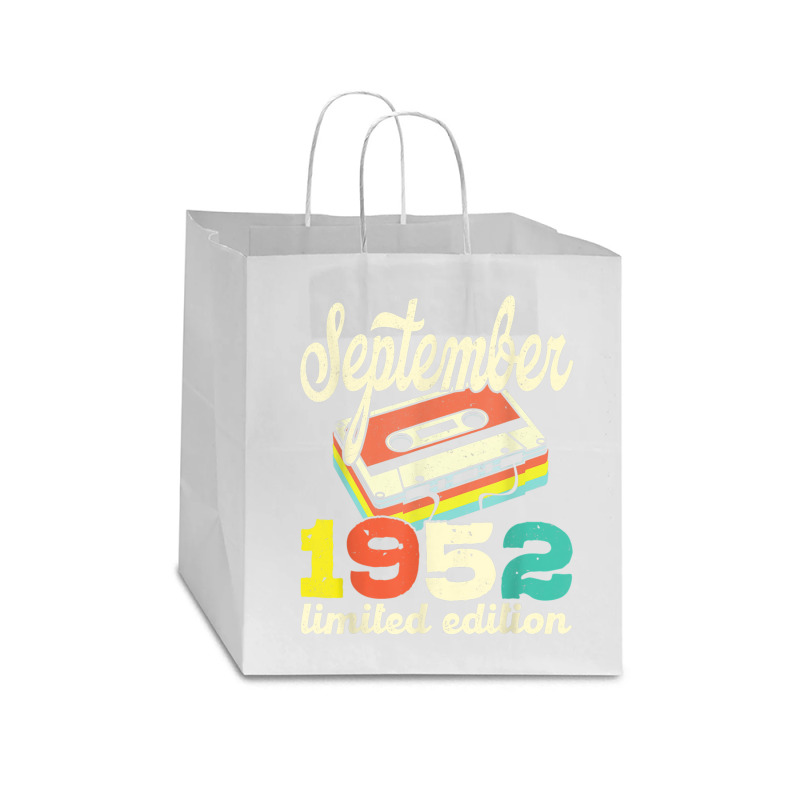 70th Birthday September 1952 Retro Cassette Limited Edition Star Paper Bag - 13 X 7 X 13 | Artistshot