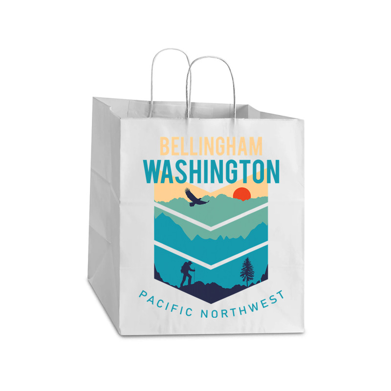 Bellingham Washington Native Hometown Pacific Northwest Take Out Paper Bag - 14 X 10 X 15 1/2 | Artistshot