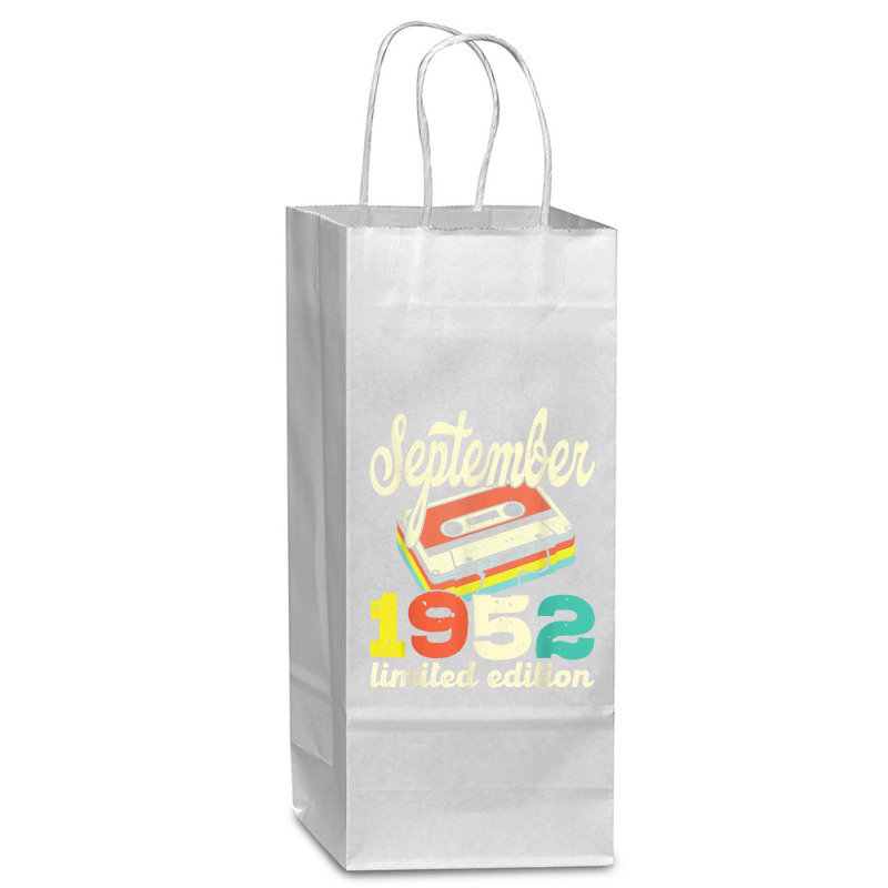 70th Birthday September 1952 Retro Cassette Limited Edition Wine Paper Bag - 5 1/2 X 3 1/4 X 13 | Artistshot