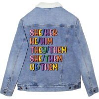 Lgbtq Pronouns Unisex Sherpa-lined Denim Jacket | Artistshot