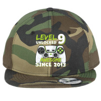 Nine 9yr Bday Son Boy Funny Gamer 9th 9 Years Old Birthday Flat Bill Snapback Cap | Artistshot