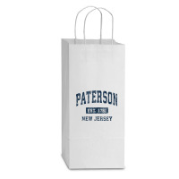 Paterson New Jersey Nj Vintage Athletic Sports Design Tank Top Double Wine Paper Bag - 6 1/2 X 3 1/2 X 12 3/8 | Artistshot