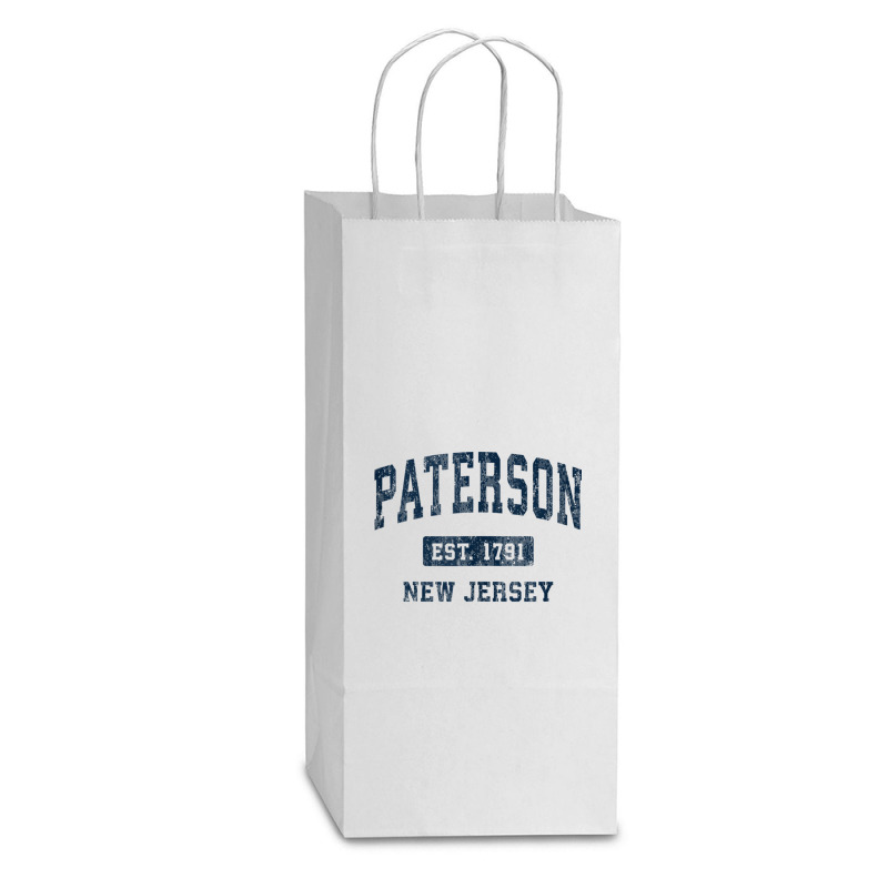 Paterson New Jersey Nj Vintage Athletic Sports Design Tank Top Double Wine Paper Bag - 6 1/2 X 3 1/2 X 12 3/8 | Artistshot