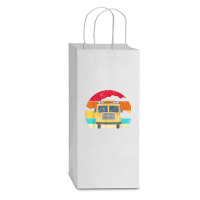 Retro Yellow School Bus For School Bus Driver And Busman Double Wine Paper Bag - 6 1/2 X 3 1/2 X 12 3/8 | Artistshot