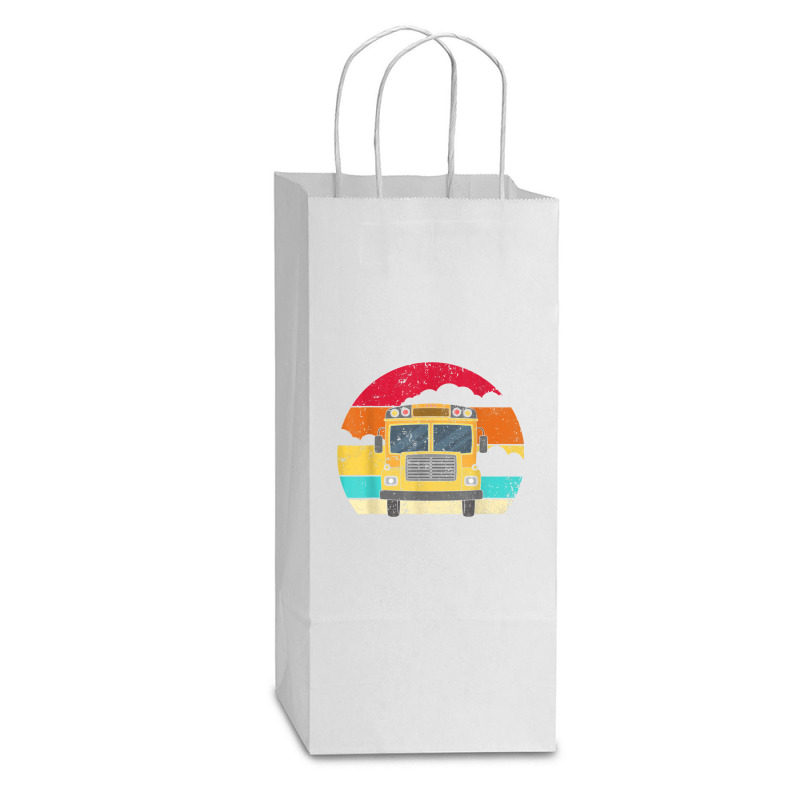 Retro Yellow School Bus For School Bus Driver And Busman Double wine Paper Bag - 6 1/2 x 3 1/2 x 12 3/8 by ShannonFrancis | Artistshot