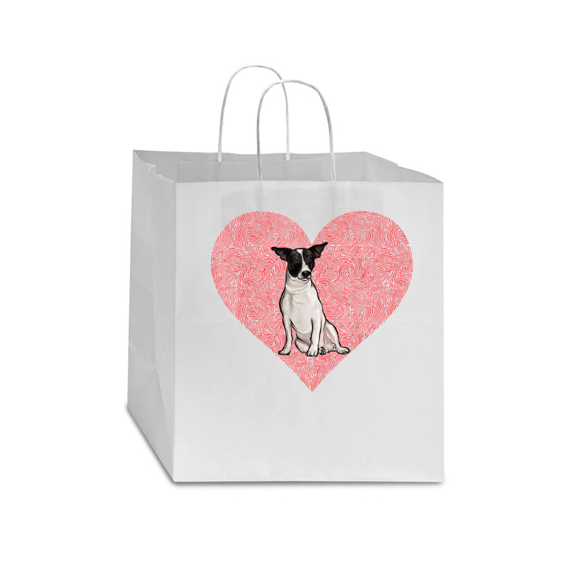 Rat Terrier Valentines Day Dog Love Fingerprint Star Paper Bag - 13 x 7 x 13 by cm-arts | Artistshot