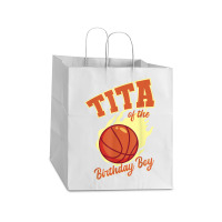 Tita Of The Birthday Boy Basketball Family Bday Party Take Out Paper Bag - 14 X 10 X 15 1/2 | Artistshot