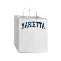 Marietta Georgia Ga Vintage Sports Design Navy Design T Shirt Take Out Paper Bag - 14 X 10 X 15 1/2 | Artistshot