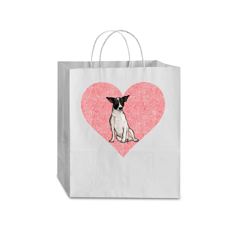 Rat Terrier Valentines Day Dog Love Fingerprint Traveler Paper Bag -13 x 6 x 15 3/4 by cm-arts | Artistshot