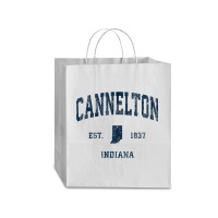 Cannelton Indiana In Vintage Athletic Navy Sports Design Traveler Paper Bag -13 X 6 X 15 3/4 | Artistshot