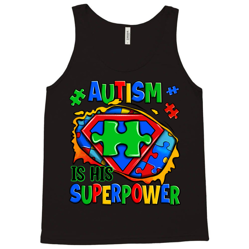 Autism Is His Superpower Ripped Tank Top | Artistshot