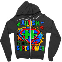 Autism Is His Superpower Ripped Zipper Hoodie | Artistshot